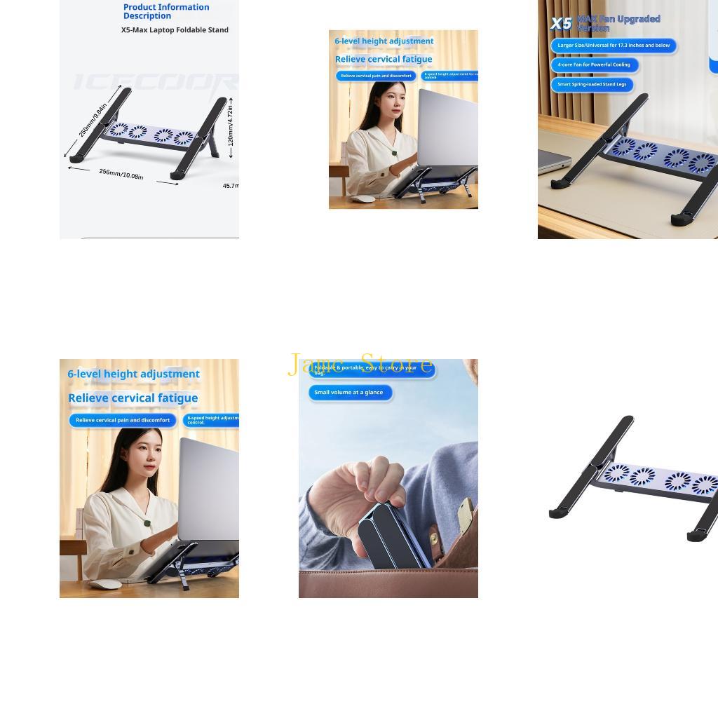 Laptop Cooling Pad - LX0B อลูมิเนียมที่เงียบสงบแล็ปท็อป Coolers การออกแบบพับได้หลายมุมสำหรับแท็บเล็ต 10-17 นิ้วระบบทำความเย็นแบบพกพา
