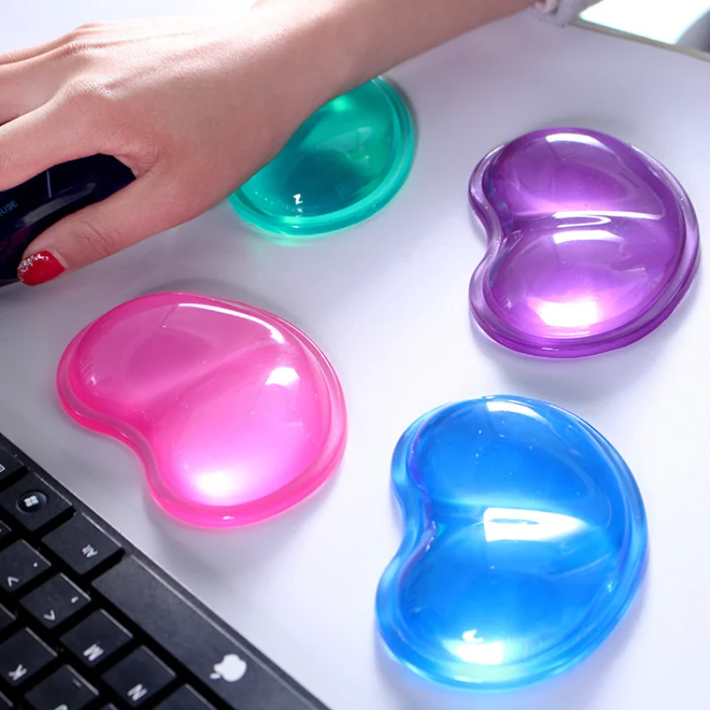 Laptop Mouse - ซิลิโคนเจลส่วนที่เหลือข้อมือรูปหัวใจโปร่งแสงแผ่นรองเมาส์ตามหลักสรีรศาสตร์เย็นมือหมอนเสื่อสําหรับแล็ปท็อปคอมพิวเตอร์สํานักงาน