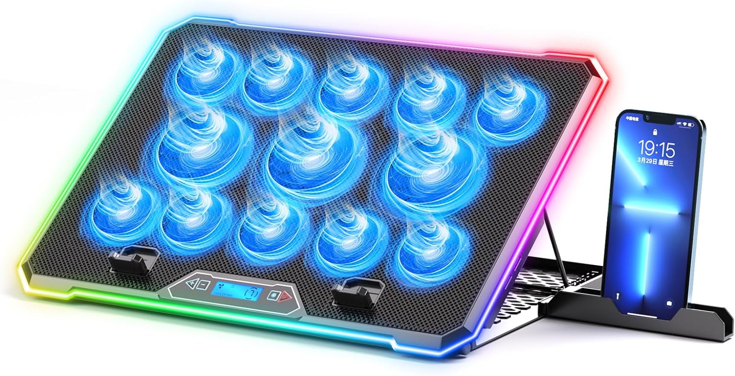 Laptop Cooling Pad - แผ่นระบายความร้อนแล็ปท็อปแผ่นระบายความร้อนสำหรับเล่นเกมแล็ปท็อปขาตั้งพัดลมระบายความร้อน13เสียงเงียบสำหรับแล็ปท็อปขนาด15.6-17.3นิ้ว