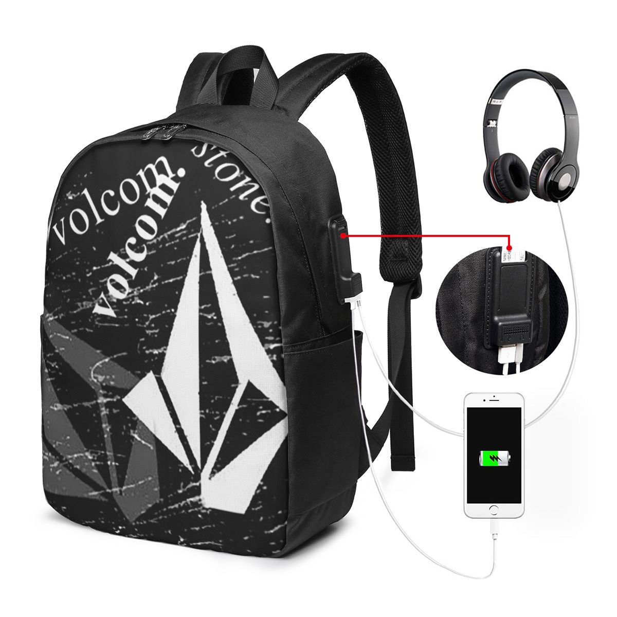 Laptop Bag - วี-โวลคอม โลโก้กระเป๋าเป้สะพายหลังกระเป๋าใส่โน๊ตบุ๊คสำหรับเดินทางคอมพิวเตอร์กระเป๋านักเรียนวิทยาลัยกระเป๋าใส่แล็ปท็อปกระเป๋าสะพายสำหรับผู้ชายผู้หญิง